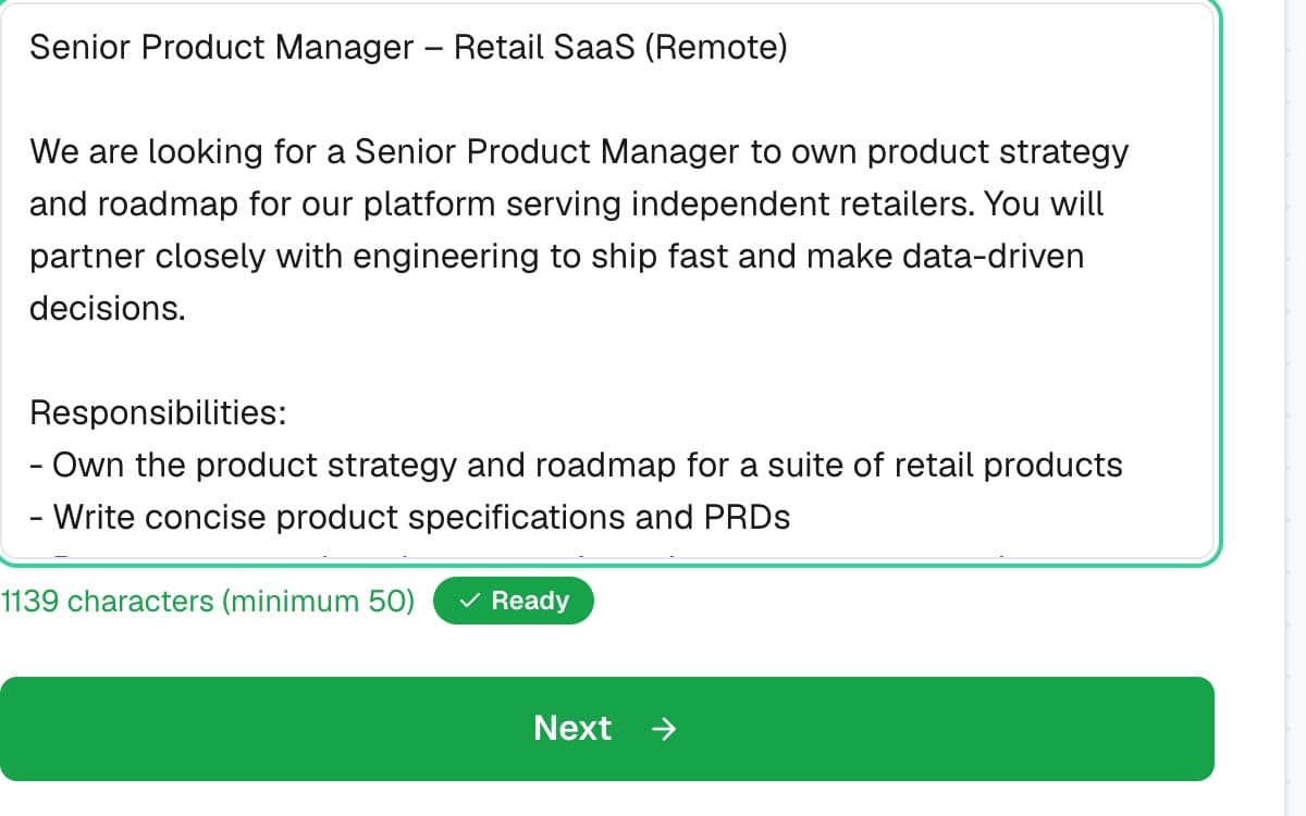Job posting on laptop screen